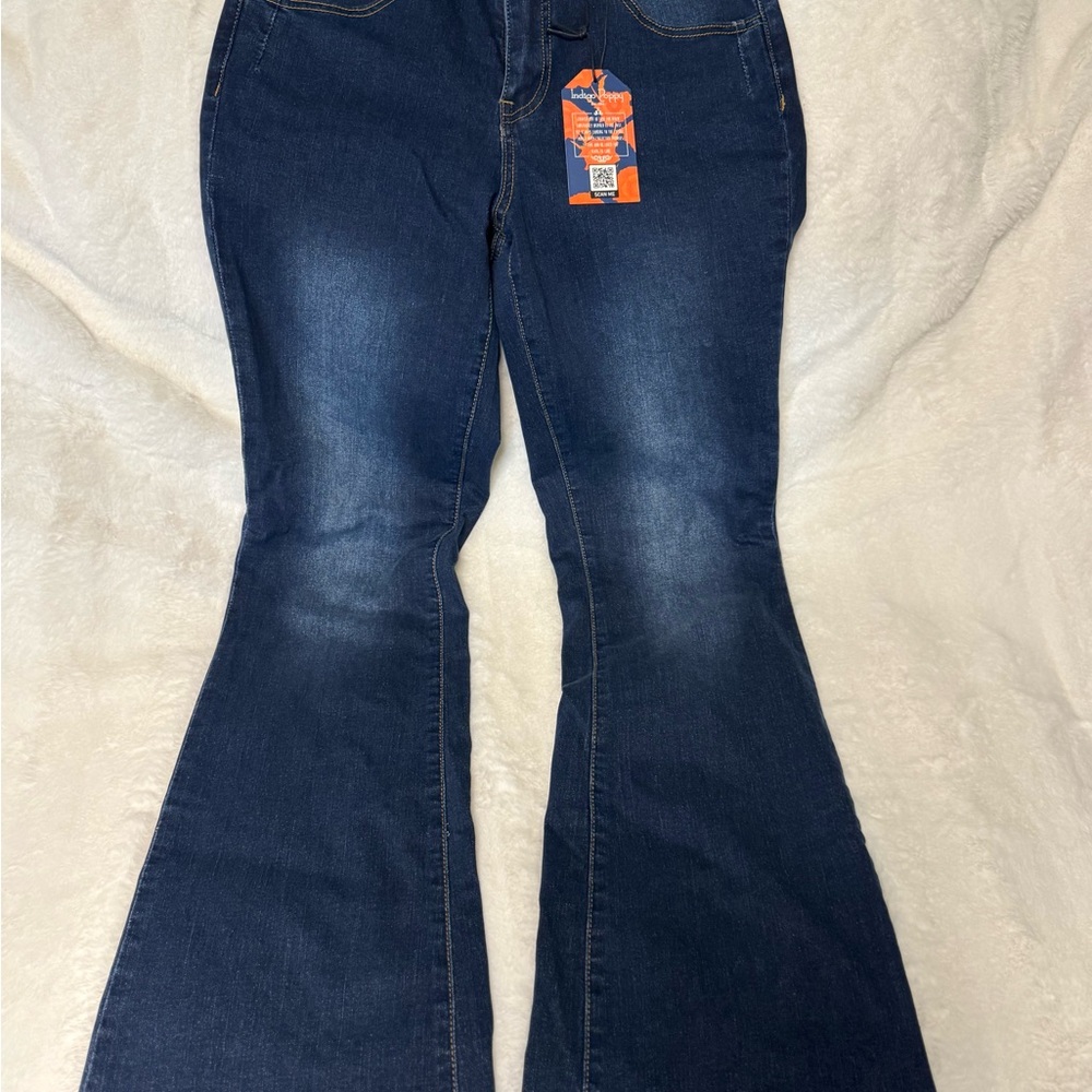 Elegant Dark Blue Flare Jeans